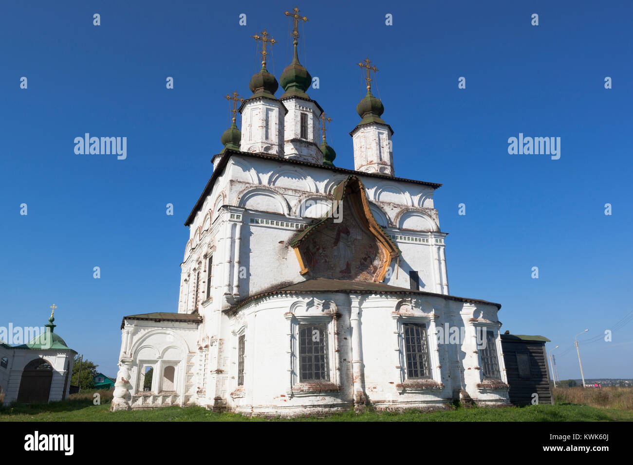 Kirche von Demetrius von Thessaloniki im Dymkovo Sloboda von Weliki Ustjug, Wologda Gebiet, Russland Stockfoto