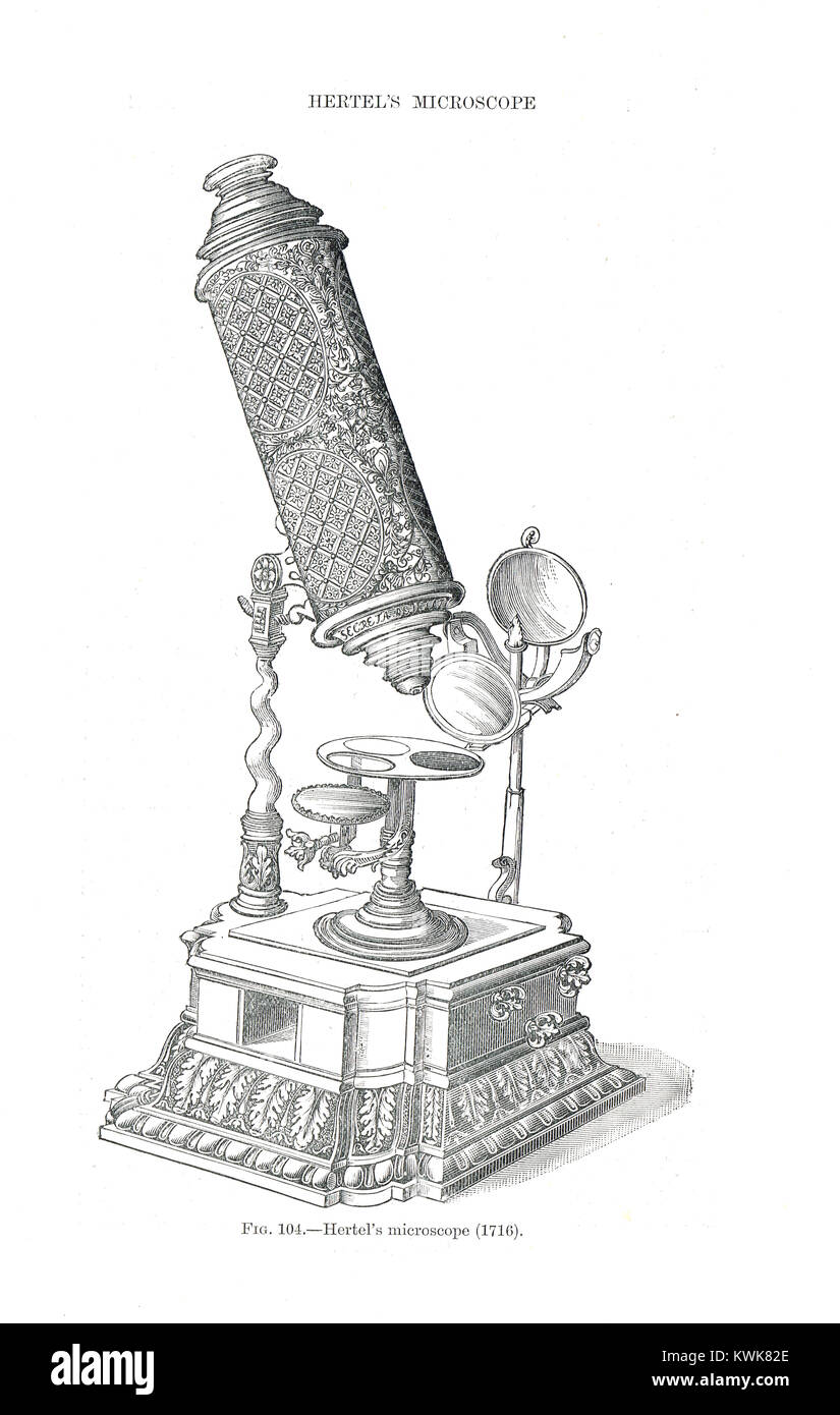 Die Hertel's Mikroskop mit Spiegel 1716 Stockfoto