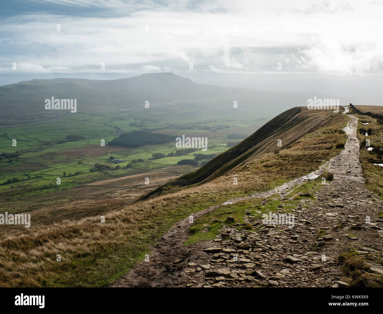 Blick von der Whernside, 3 Gipfel, Yorkshire Dales, England, Großbritannien Stockfoto