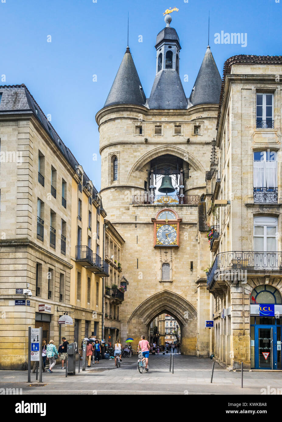 Frankreich, Gironde, Bordeaux, 15. Jahrhundert Porte de la Grosse Cloche (Tor der großen Glocke) Stockfoto