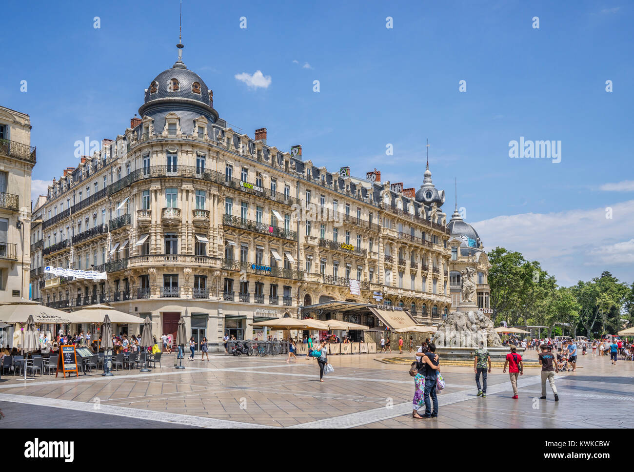Frankreich, Hérault, Montpellier, Opéra Comédi und 19 Haussmann Stil Gebäude am Place de la Comédie Stockfoto
