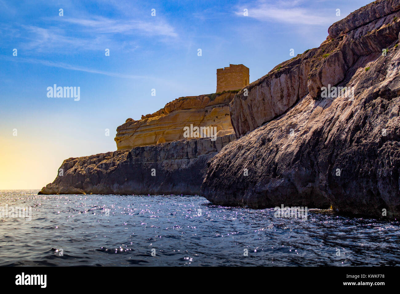 Schöne Aussicht von Maltas Küste, Insel Malta Stockfoto