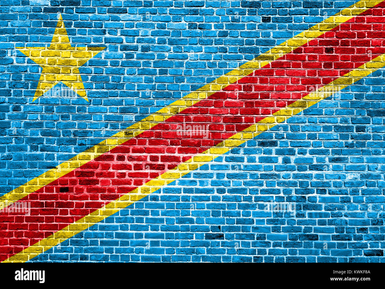 Flagge Kongo malte auf Mauer, Hintergrund Textur Stockfoto