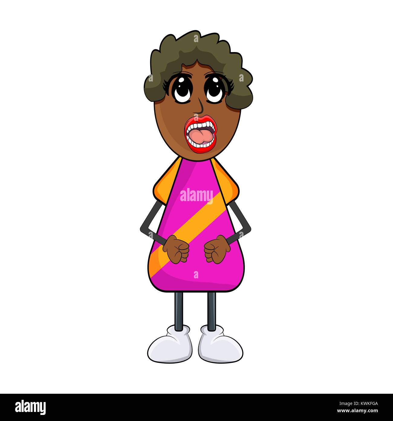 Afrikanische schwarze Frau Cartoon auf weißem Hintergrund Stock Vektor