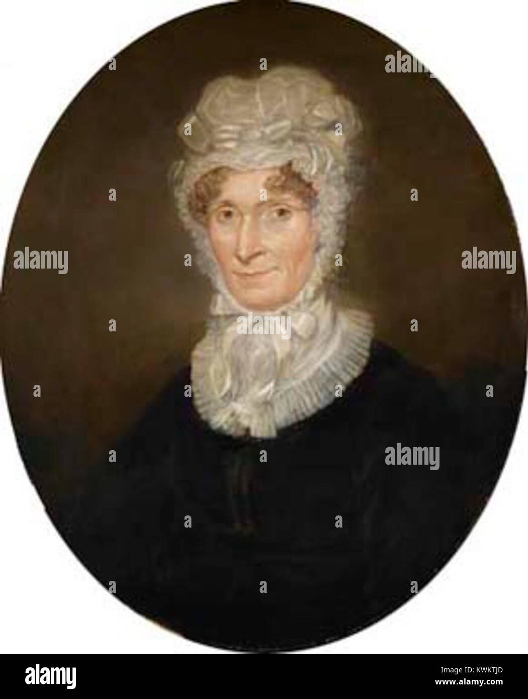 Ein Porträt von Jane Durning aus dem 18. Jahrhundert, gemalt vom britischen Künstler Thomas Arrowsmith, das den Sitter in historischen Trachten zeigt, die typisch für spätgeorgianische Porträts sind. Stockfoto