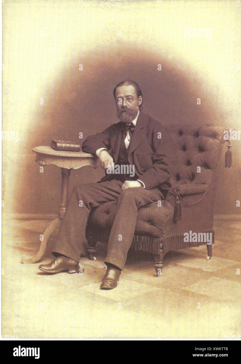 Eine Referenz, die den Maler Jan Mulač mit dem Komponisten Bedřich Smetana verbindet und das tschechische künstlerische und musikalische Erbe des 19. Jahrhunderts repräsentiert. Stockfoto