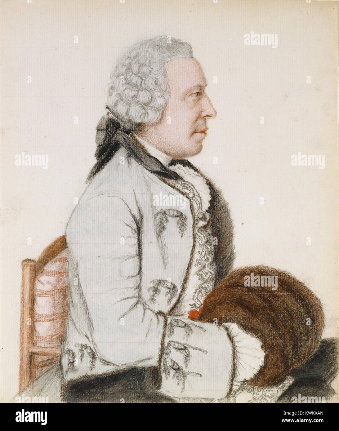 Porträt von Charles-Benjamin de Langes de Montmirail, Baron de Lubières, von Jean-Etienne Liotard, das die raffinierte Pastelltechnik und den Porträtstil des Künstlers aus dem 18. Jahrhundert hervorhebt. Stockfoto
