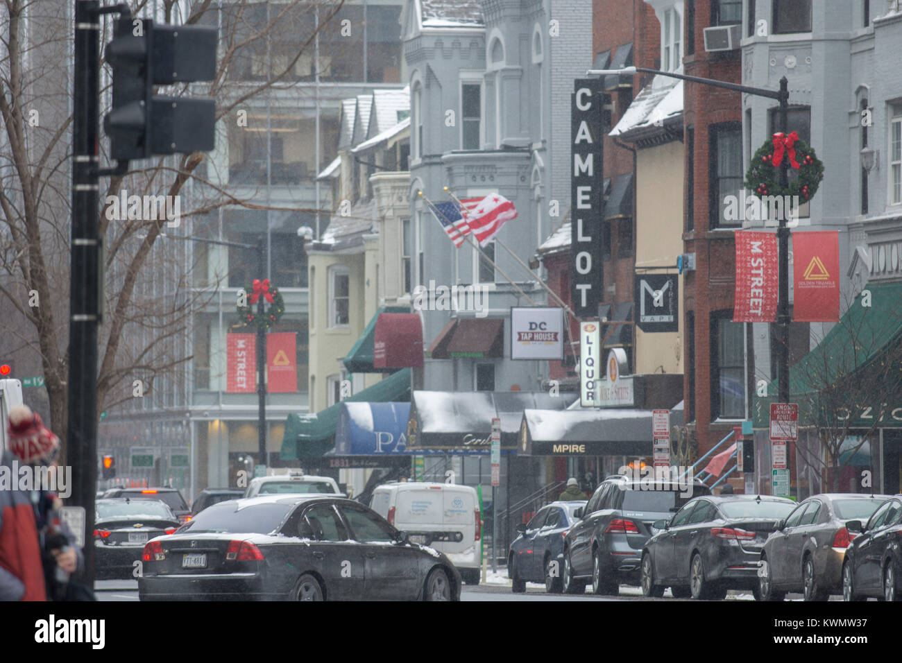 Washington DC, USA. Am 4. Januar, 2018. M und 19 Straßen NW, Washington DC an einem kalten Wintermorgen im Januar 2018. Quelle: Tim Braun/Alamy leben Nachrichten Stockfoto