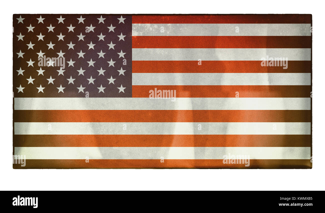 Eine alte, verblasste, vintage American Flag, der Sterne und Streifen Stockfoto