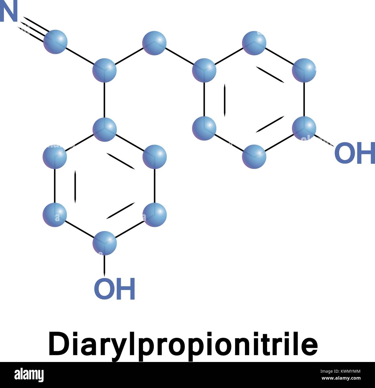 Diarylpropionitrile, auch als DPN bekannt, ist ein synthetisches, nichtsteroidalen, und hoch selektiver Agonist des ERbeta Stock Vektor