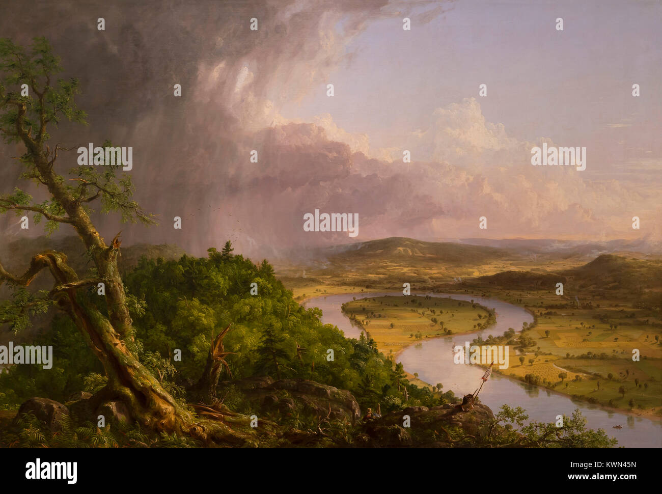 Blick vom Mount Holyoke, Northampton, Massachusetts, nach einem Gewitter, Oxbow, Thomas Cole, 1836, Metropolitan Museum der Kunst, Manhattan, New Yo Stockfoto