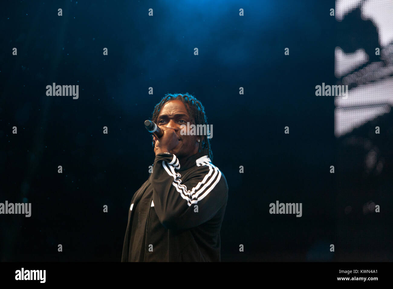 Der amerikanische Rapper Pusha T führt ein Live Konzert in der deutschen Hip Hop und Reggae Festival Splash! Festival 2015 Ferropolis in Gräfenhainichen. Pusha T wird auch als die Hälfte der bekannten US-Amerikanischen Hip-hop duo Clipse. Deutschland, 12/07 2015. Stockfoto
