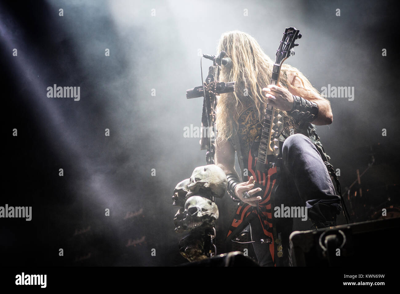 Die amerikanische Heavy Metal Band Black Label Society führt ein Live Konzert in der skandinavischen Heavy Metal Festival Copenhell in Kopenhagen. Hier der Sänger Zakk Wylde wird dargestellt, live auf der Bühne. Dänemark 11/06 2014. Stockfoto