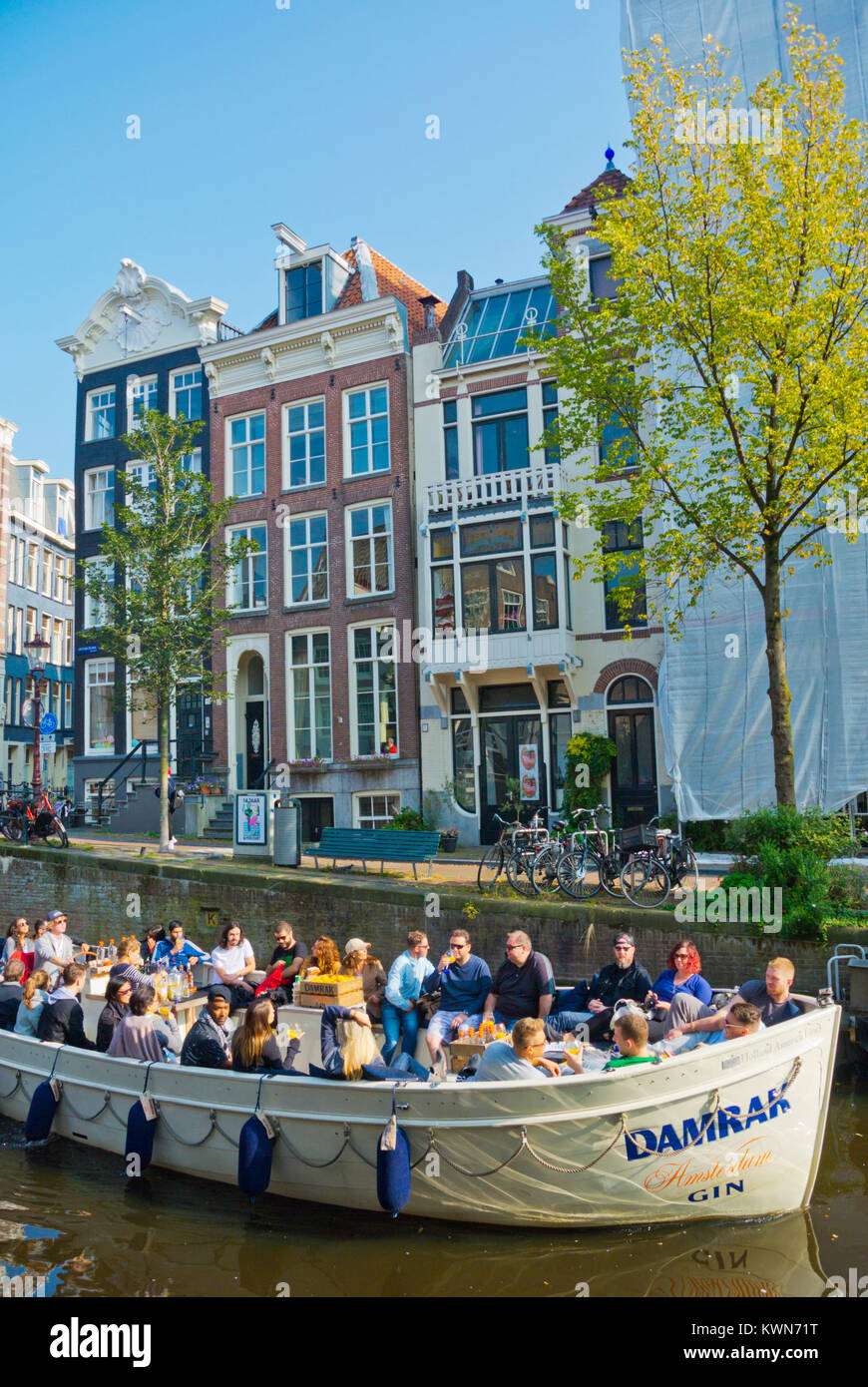 Canal Cruise, Kloveniersburgwal, Amsterdam, Niederlande Stockfoto