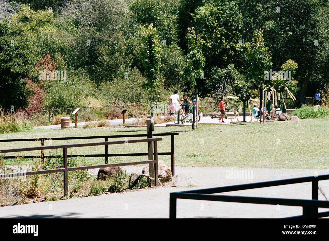 Spielplatz in einem Feld am See Chabot, East Bay Regional Park in der San Francisco Bay Area Stadt Castro Valley, Kalifornien, 16. Juli 2017. Stockfoto