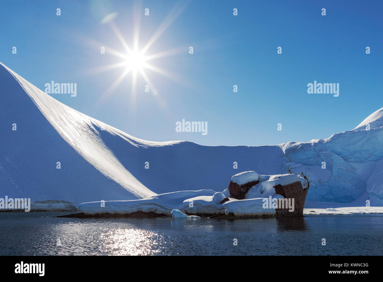 Norweigan Walfang Schiffbruch; Gouvenoren; Enterprise Insel; Antarktis Stockfoto