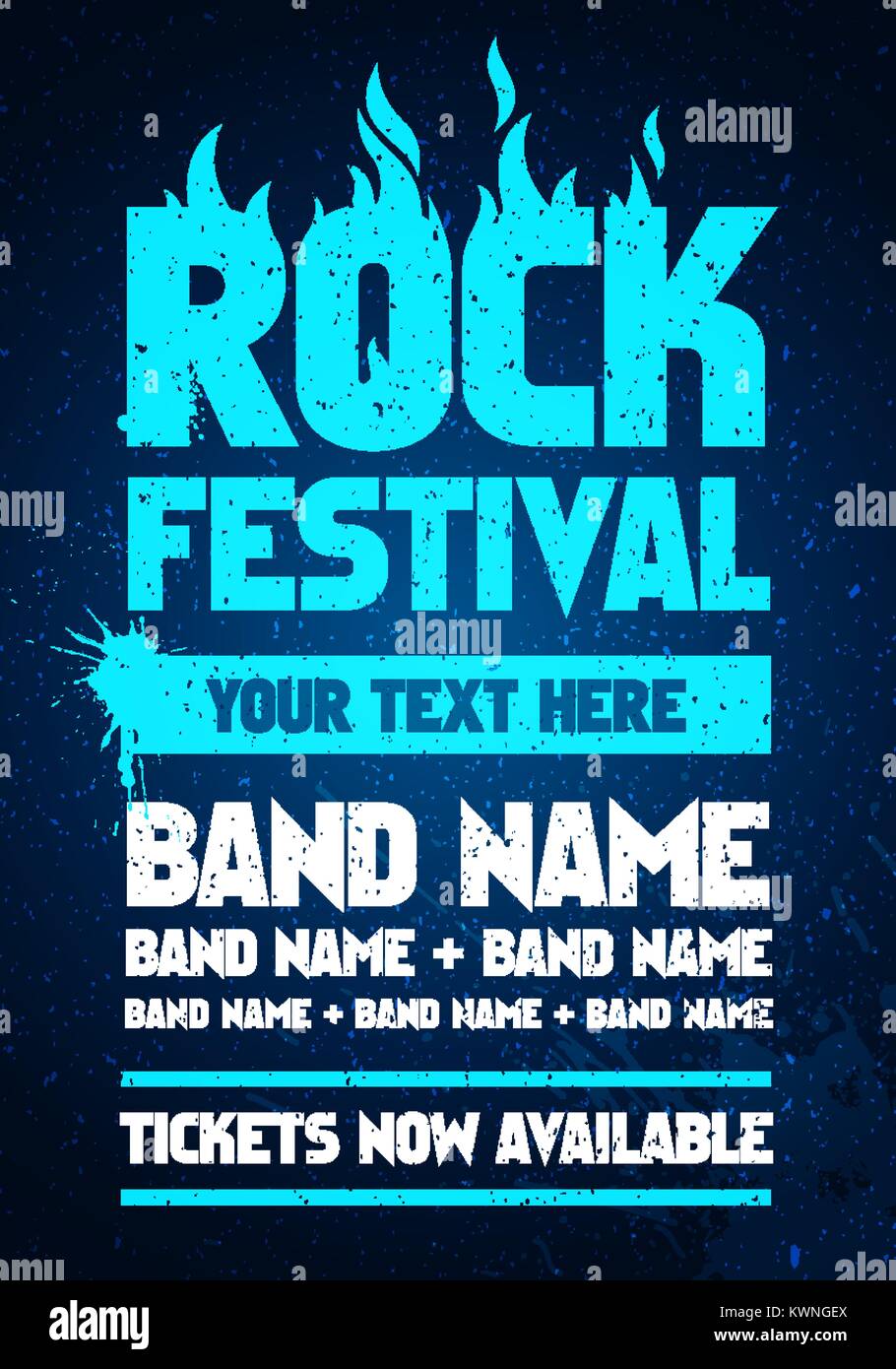 Vector Illustration Blue Rock Festival und Party Flyer Design vorlage
