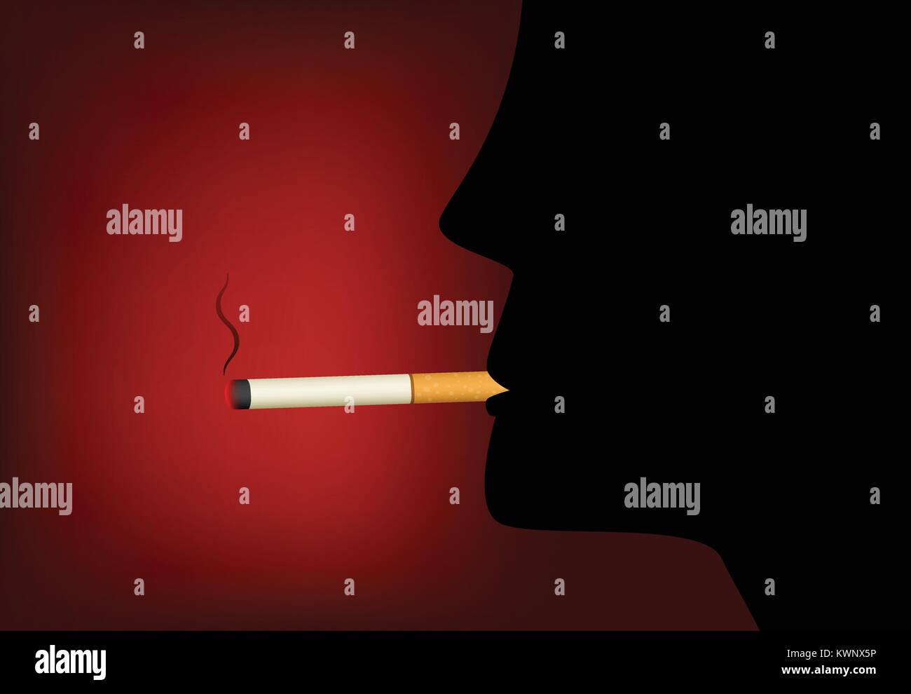 Das Rauchen von Zigaretten und männlichen Silhouette, vektor design Stock Vektor