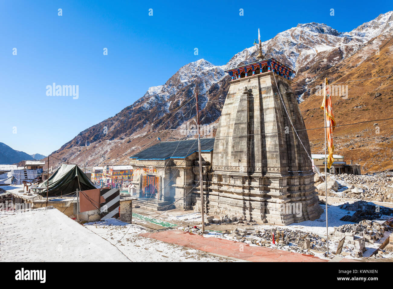 Kedarnath-Tempel ist ein hinduistischer Tempel Shiva zu Gott. Es ist auf der Garhwal Himalaya in Kedarnath, Uttarakhand Staat in Indien. Stockfoto