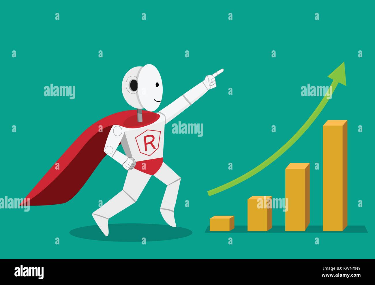 Held humanoide Roboter können Ihr Gewinn erhöhen, Vektor Stock Vektor