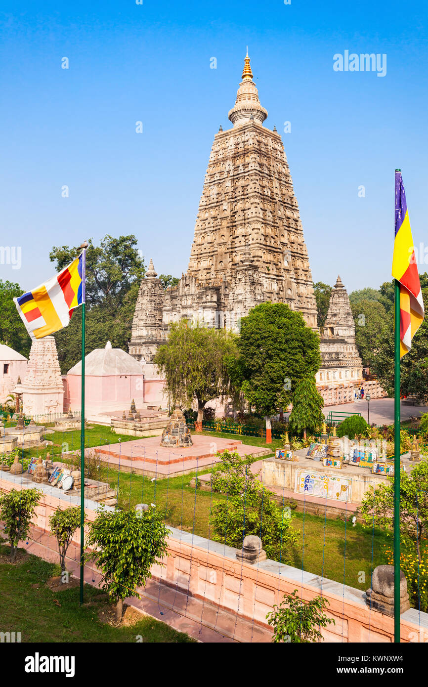 Mahabodhi Tempel Komplex in Gaya Bezirk im Bundesstaat Bihar, Indien Stockfoto
