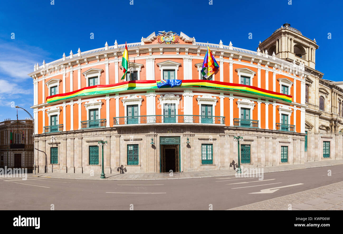 Bolivianischen Palast der Regierung (Palacio Quemado), offizielle Residenz des Präsidenten von Bolivien Stockfoto
