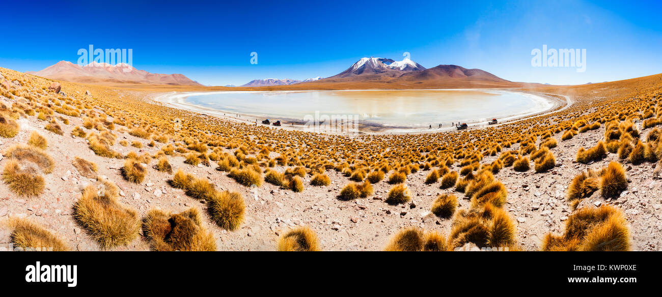 Luftaufnahme von Laguna Canapa, es ist ein Salzsee in den Altiplano von Bolivien Stockfoto