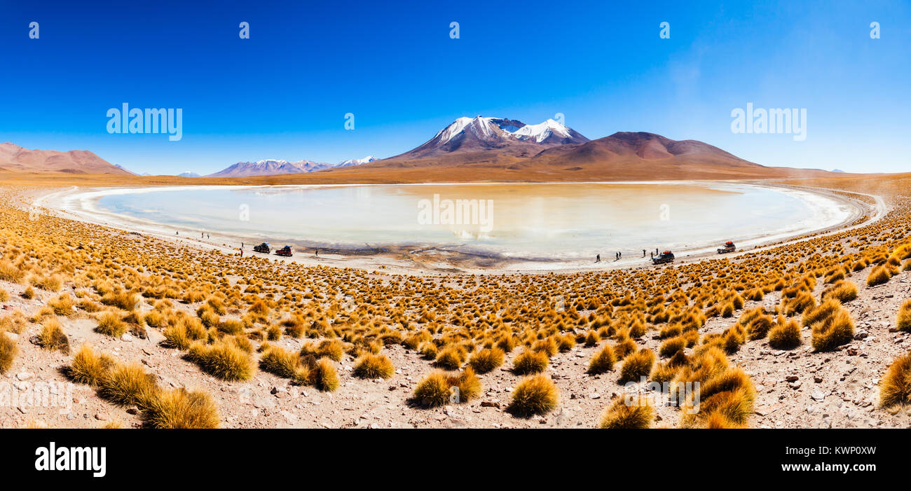 Luftaufnahme von Laguna Canapa, es ist ein Salzsee in den Altiplano von Bolivien Stockfoto