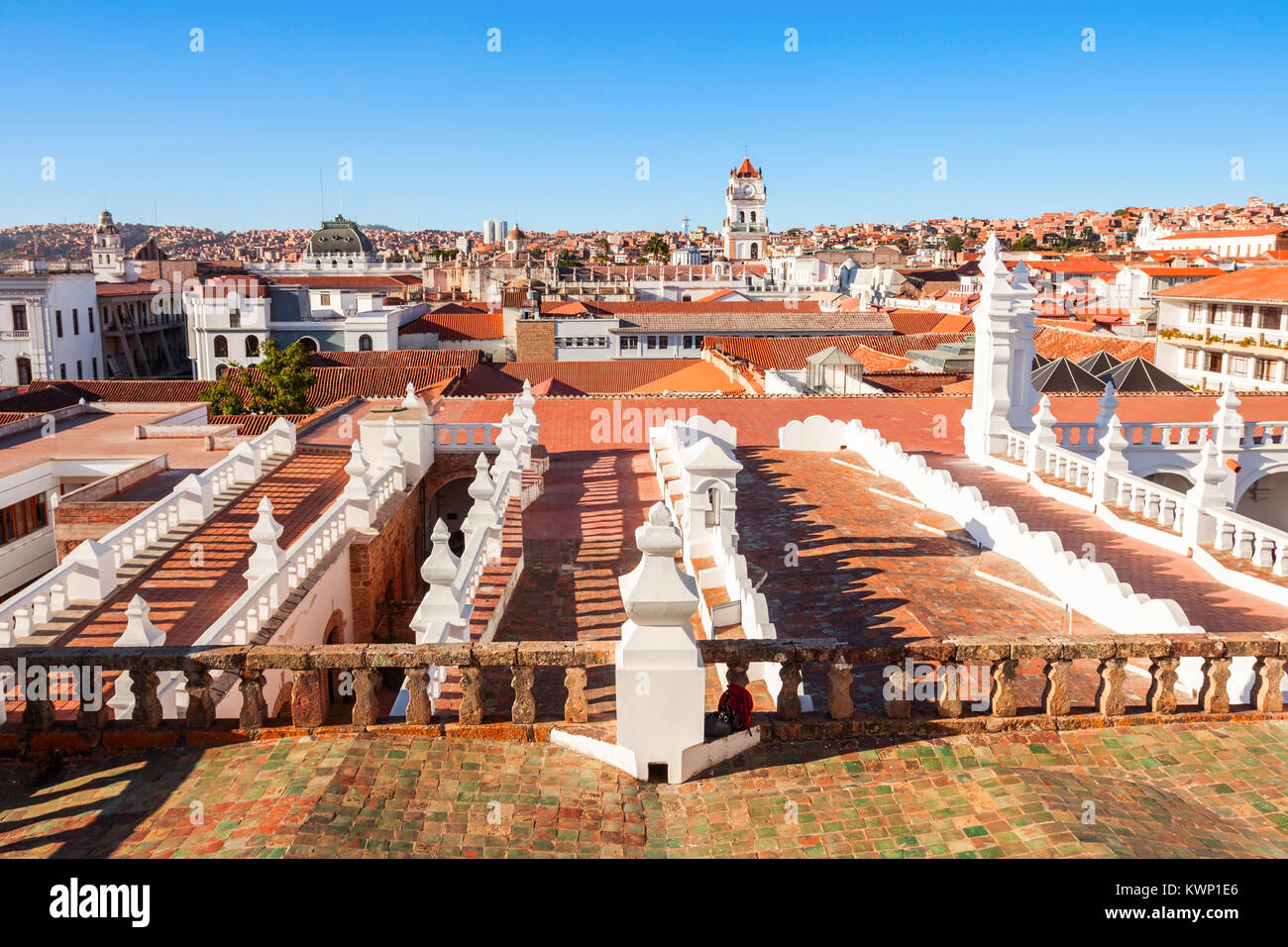 Sucre Panoramablick von der Kirche San Felipe Neri, Bolivien Stockfoto