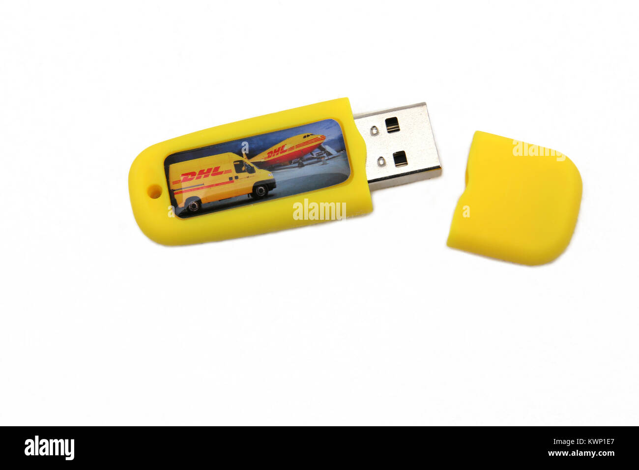 Ein Werbeartikel USB Speicher Stick Werbung DHL Stockfoto