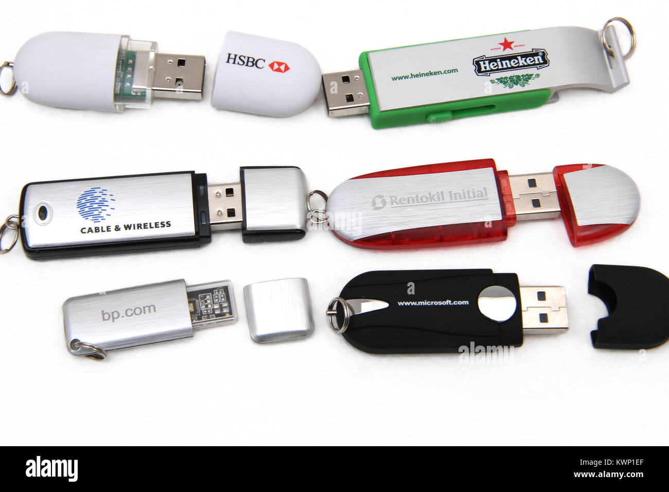 Auswahl OfPromotional USB Memory Stick Werbung Unternehmen Stockfoto