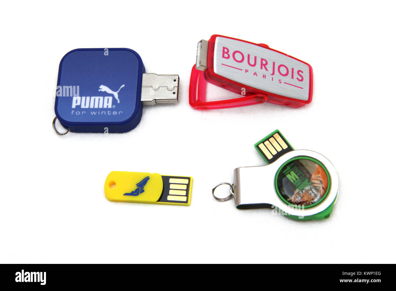 Auswahl der Werbemittel USB Memory Stick Werbung Unternehmen Stockfoto