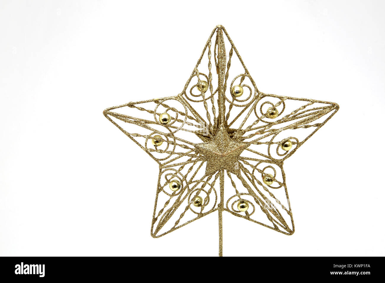 Gold Star Christmas Tree Topper Stockfoto