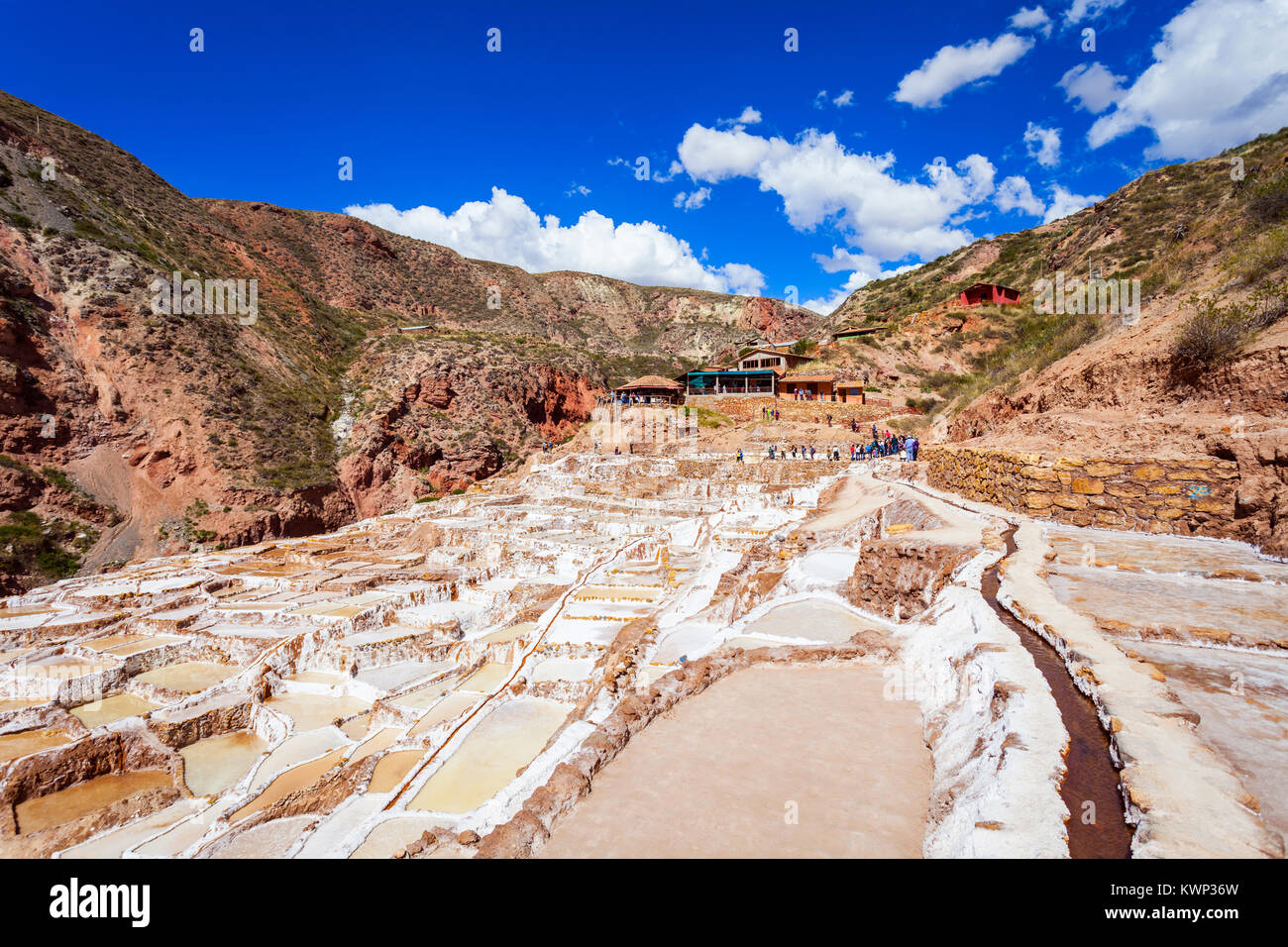 Salineras de Maras ist ein Salzbergwerk in der Nähe von Cusco, Peru Stockfoto