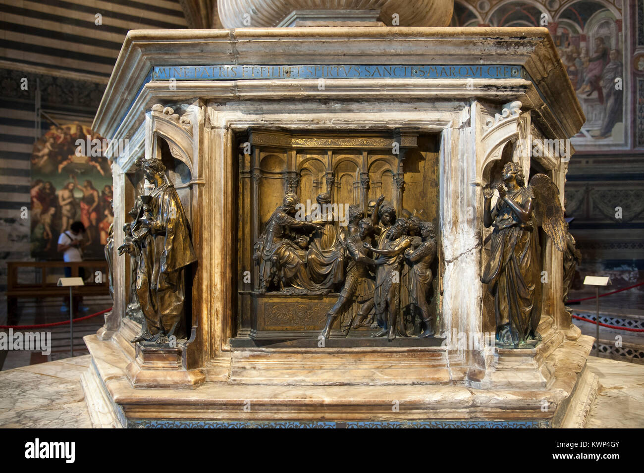 Gotische Battistero di San Giovanni (Baptisterium von St. John) der Kathedrale Metropolitana di Santa Maria Assunta (Dom von Siena von Maria Himmelfahrt) Ich Stockfoto