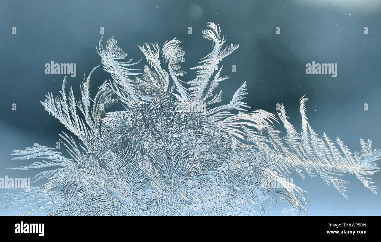 Frost an meinem Fenster. Dezember 26, 2017 um 9:20 Uhr Stockfoto