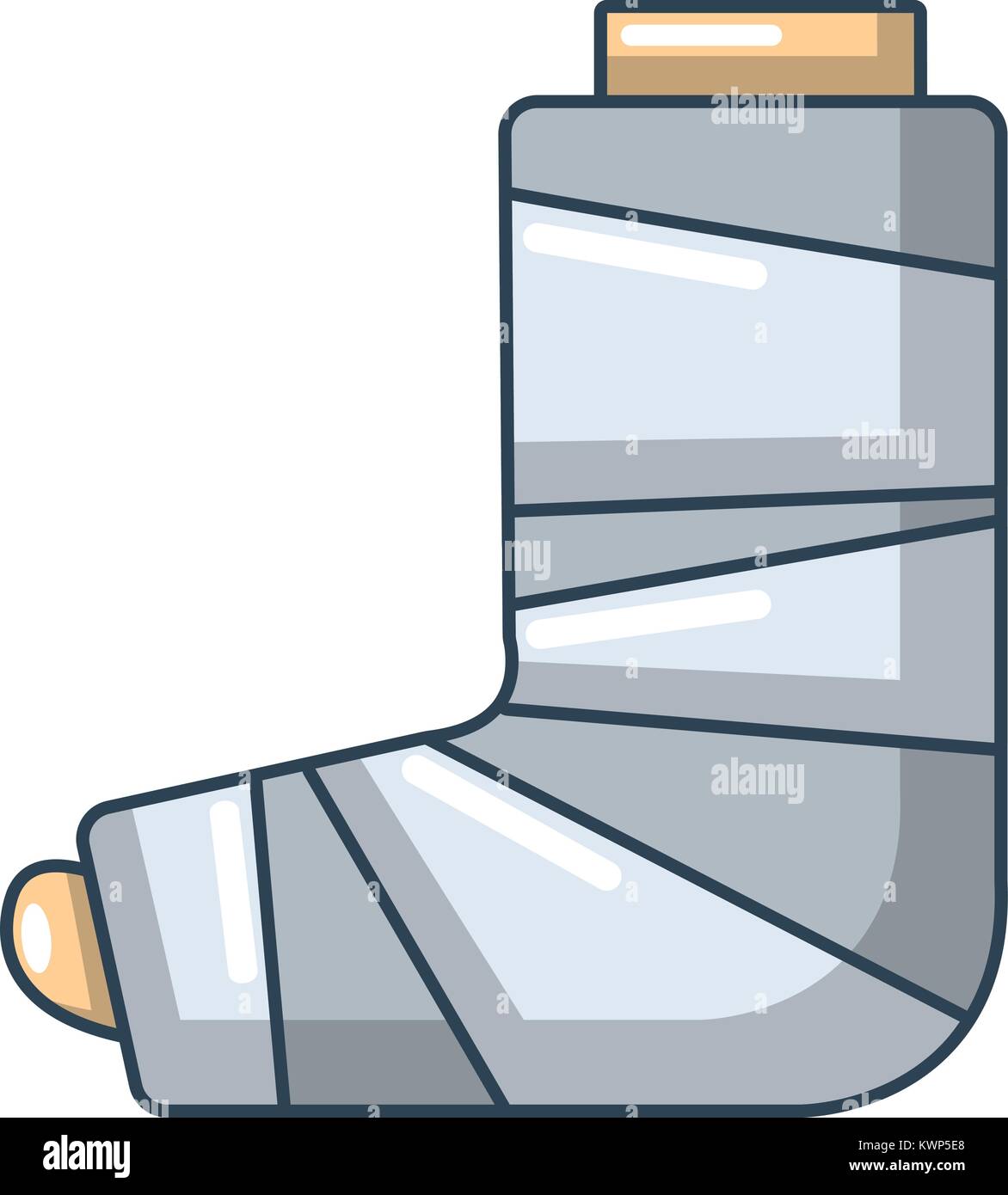 Fuß in Gips Symbol, Cartoon Stil. Stock Vektor