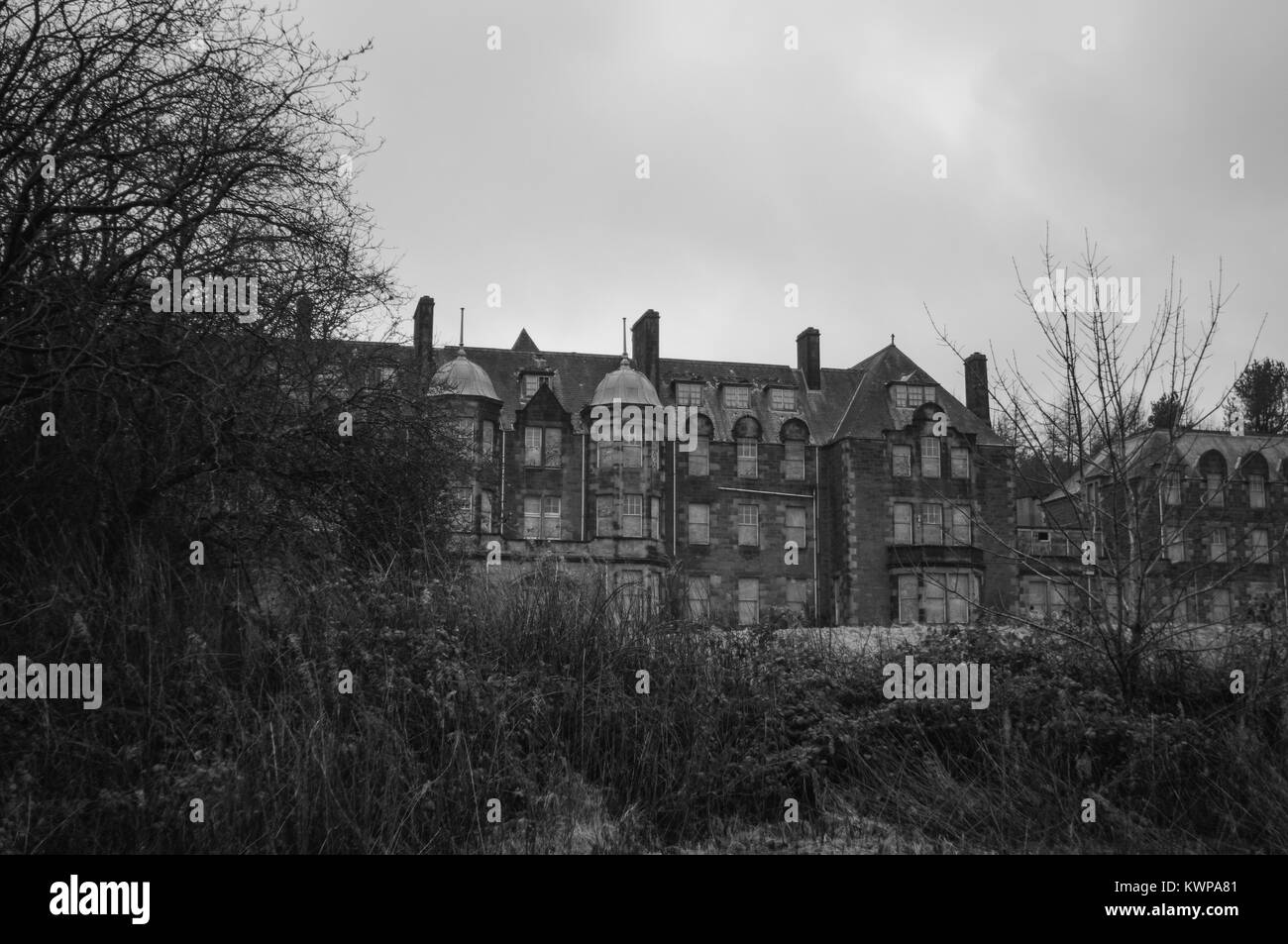 Bangour, Schottland, 09. März 2013. Das verlassene Dorf Bangour verwendet einen Krieg Krankenhaus zu sein und Psychiatrie. Als Standort für den Film, T Stockfoto