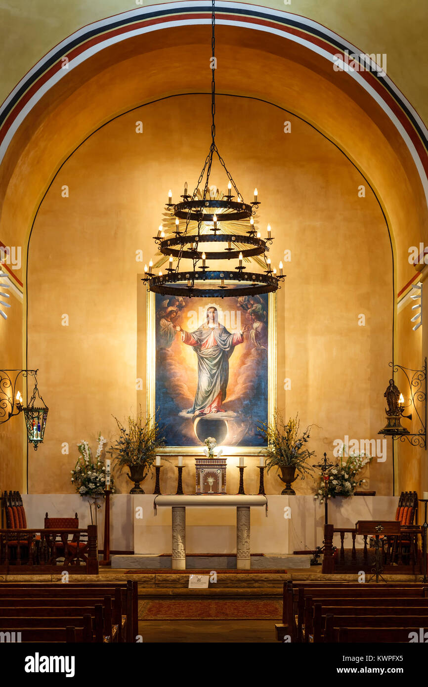 Altar, Mission Nuestra Señora de La Purisima Concepcion de Acuna (1731), San Antonio Missions National Historical Park, San Antonio, Texas, USA Stockfoto