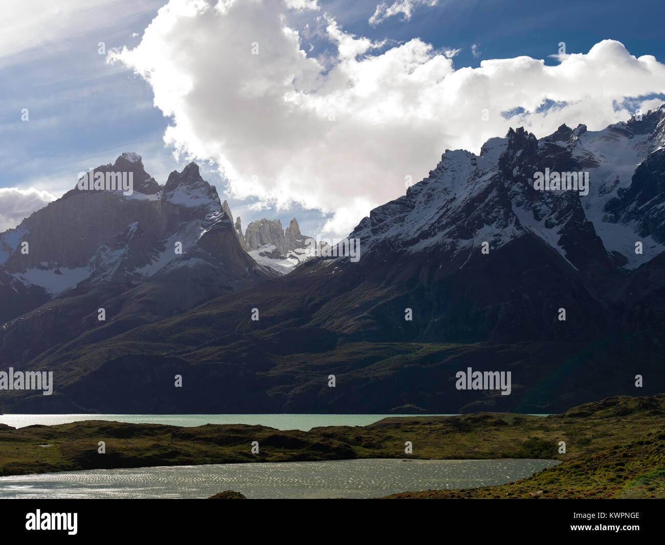 Blick auf majestätische Torres del Paine Nationalpark, Chile. Stockfoto