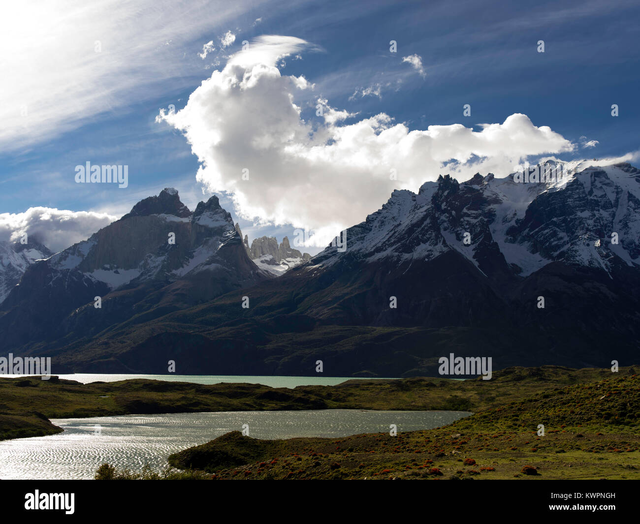 Blick auf majestätische Torres del Paine Nationalpark, Chile. Stockfoto