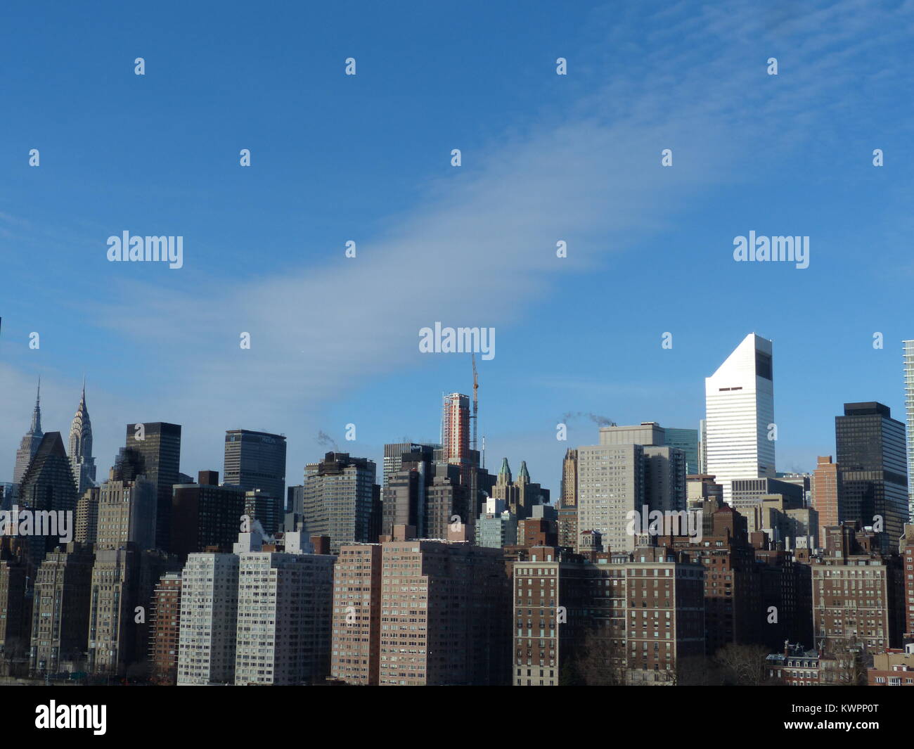 New York City, das Chrysler Building und das Empire State Building mit Citicorp Building und Pan Am Building aus gesehen Ed Koch Queensborough Bridge Stockfoto