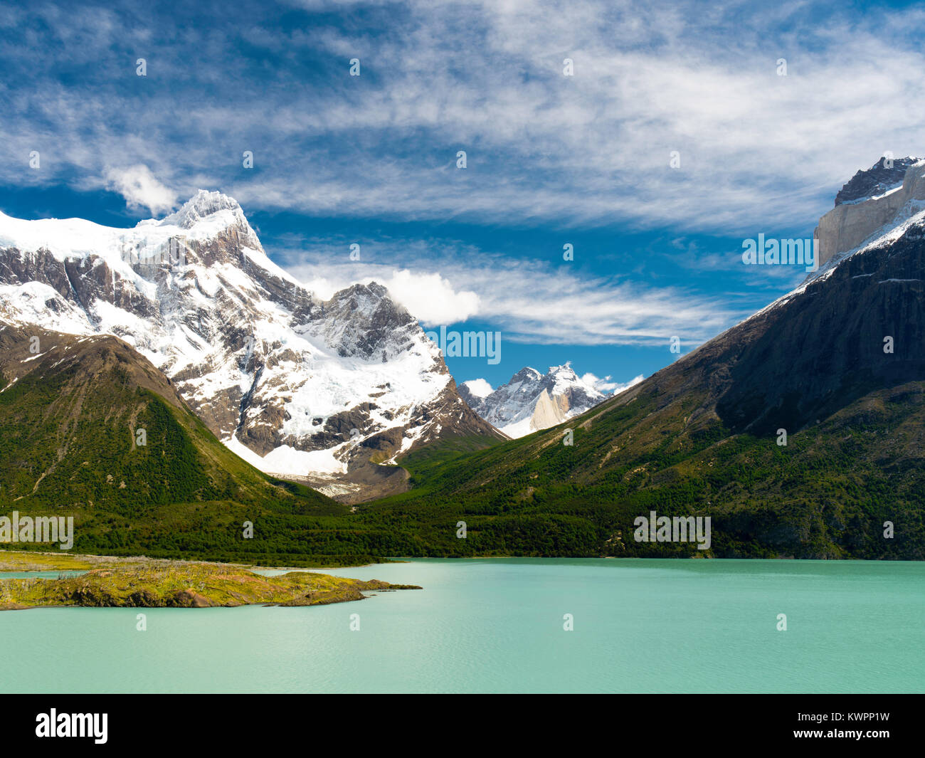 Ansicht des Valle Frances und Torres del Paine Nationalpark, Chile. Stockfoto