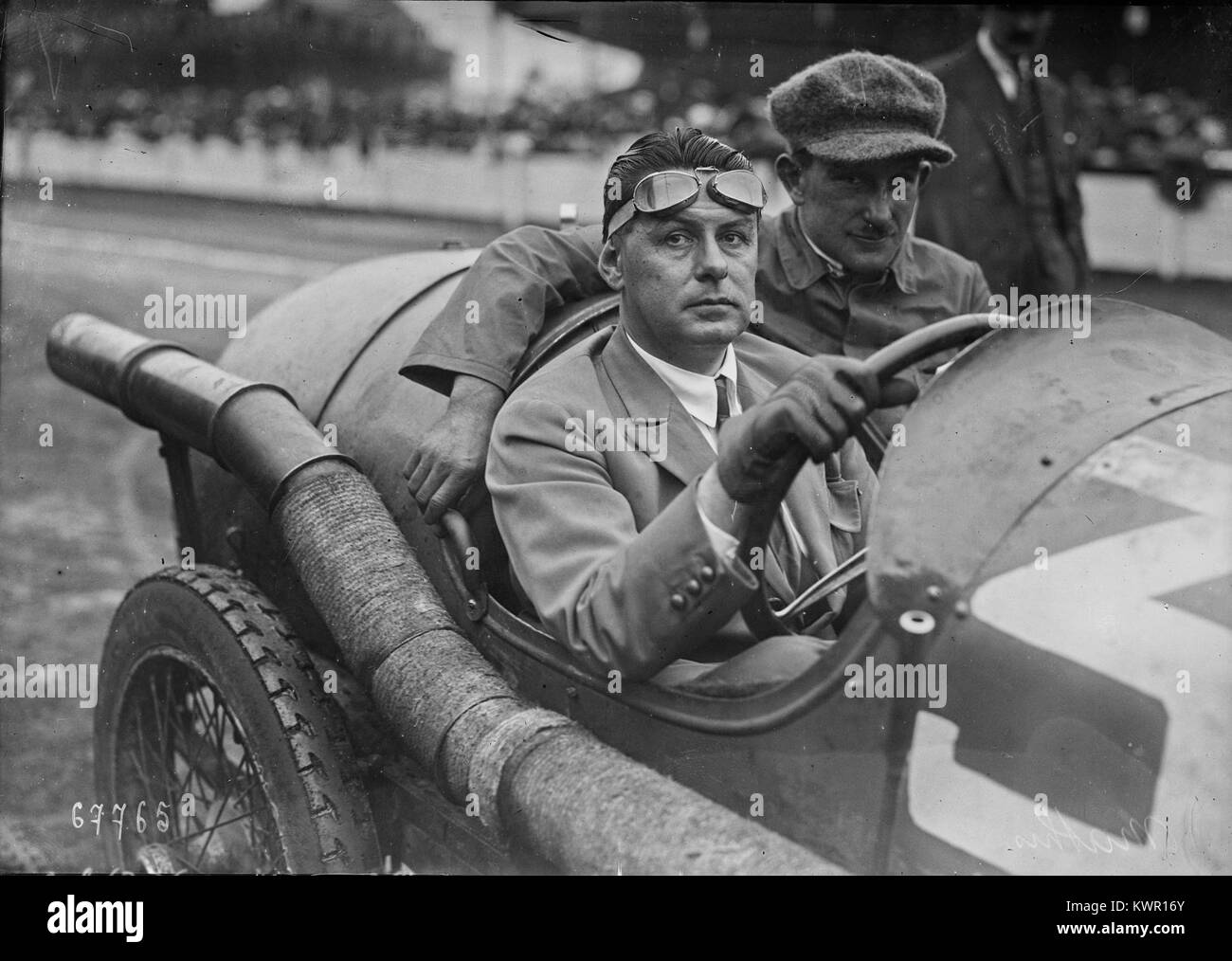 Émile Mathis in seinem Mathis beim Grand Prix von Frankreich 1921 in Le Mans Stockfoto