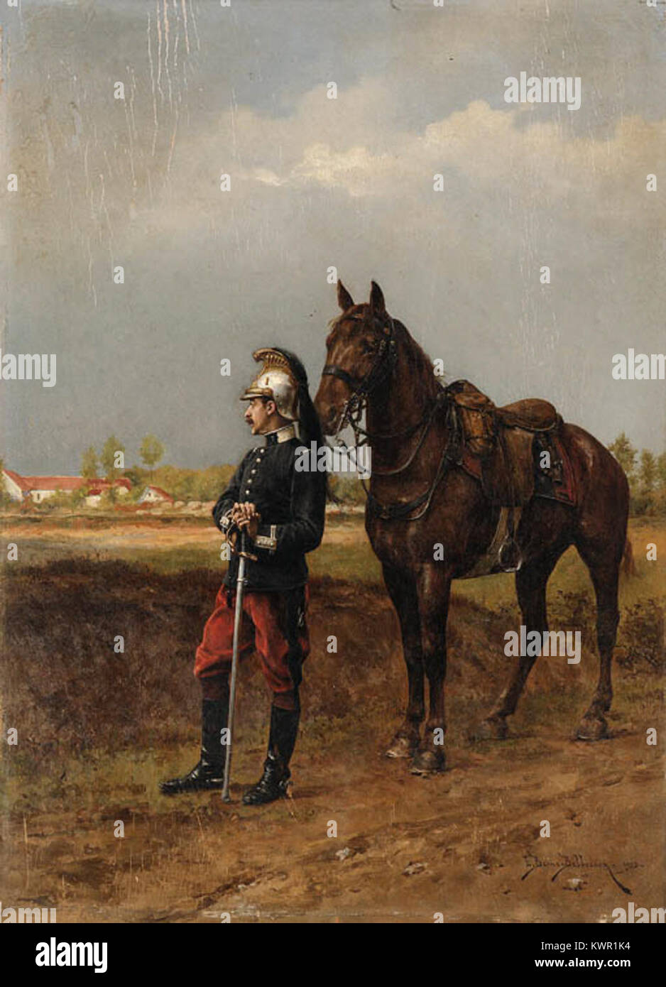 Étienne Prosper Bern-Bellecour - ein Soldat mit seinem Pferd Stockfoto