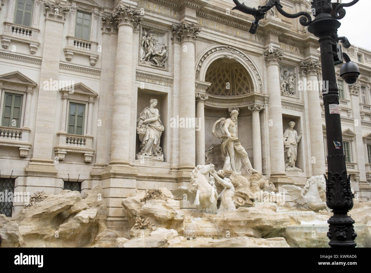 Detail der Fassade der Brunnen von Trevi in Rom Stockfoto