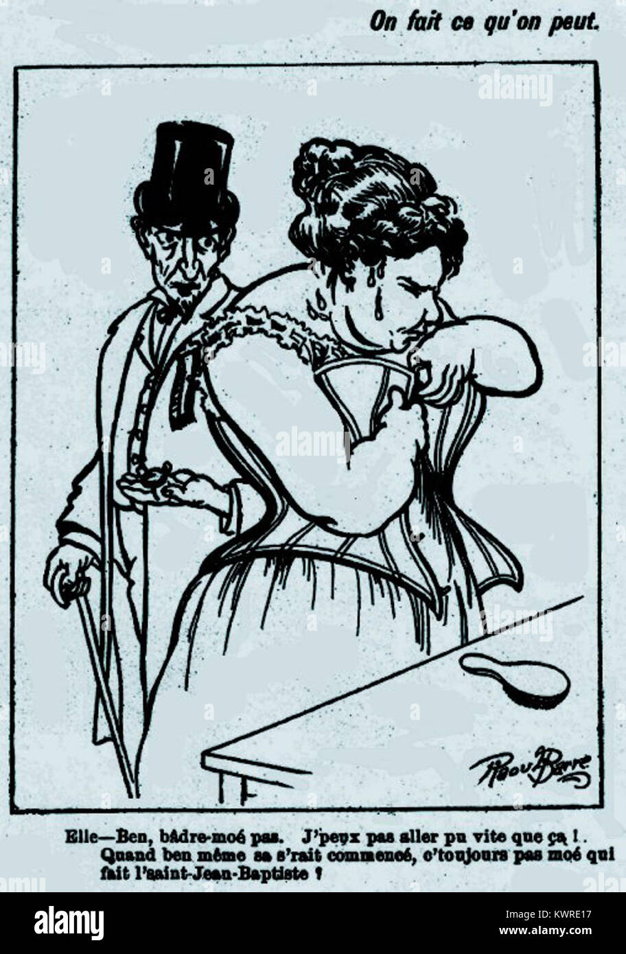 Raoul Barrs Kunstwerk „On fait ce qu’on peut“ („We do What We Can“) aus dem Jahr 1901 veranschaulicht die französische Kunst des frühen 20. Jahrhunderts. Das Stück reflektiert soziale Themen und künstlerische Bewegungen dieser Zeit. Stockfoto