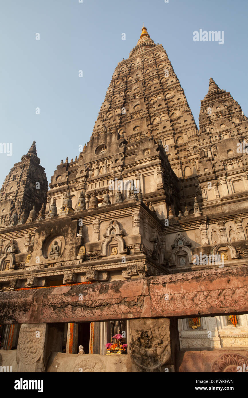 Die Mahabodhi Tempel in Bodhgaya in Indien Stockfoto