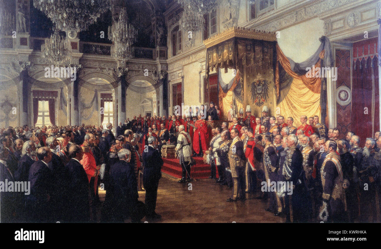 Die Reichstagseröffnung markiert die Eröffnung des Reichstagsgebäudes in Berlin, ein zentrales Ereignis der deutschen politischen Geschichte. Sie symbolisiert den Beginn einer formalen parlamentarischen Regierungsführung im Land. Stockfoto