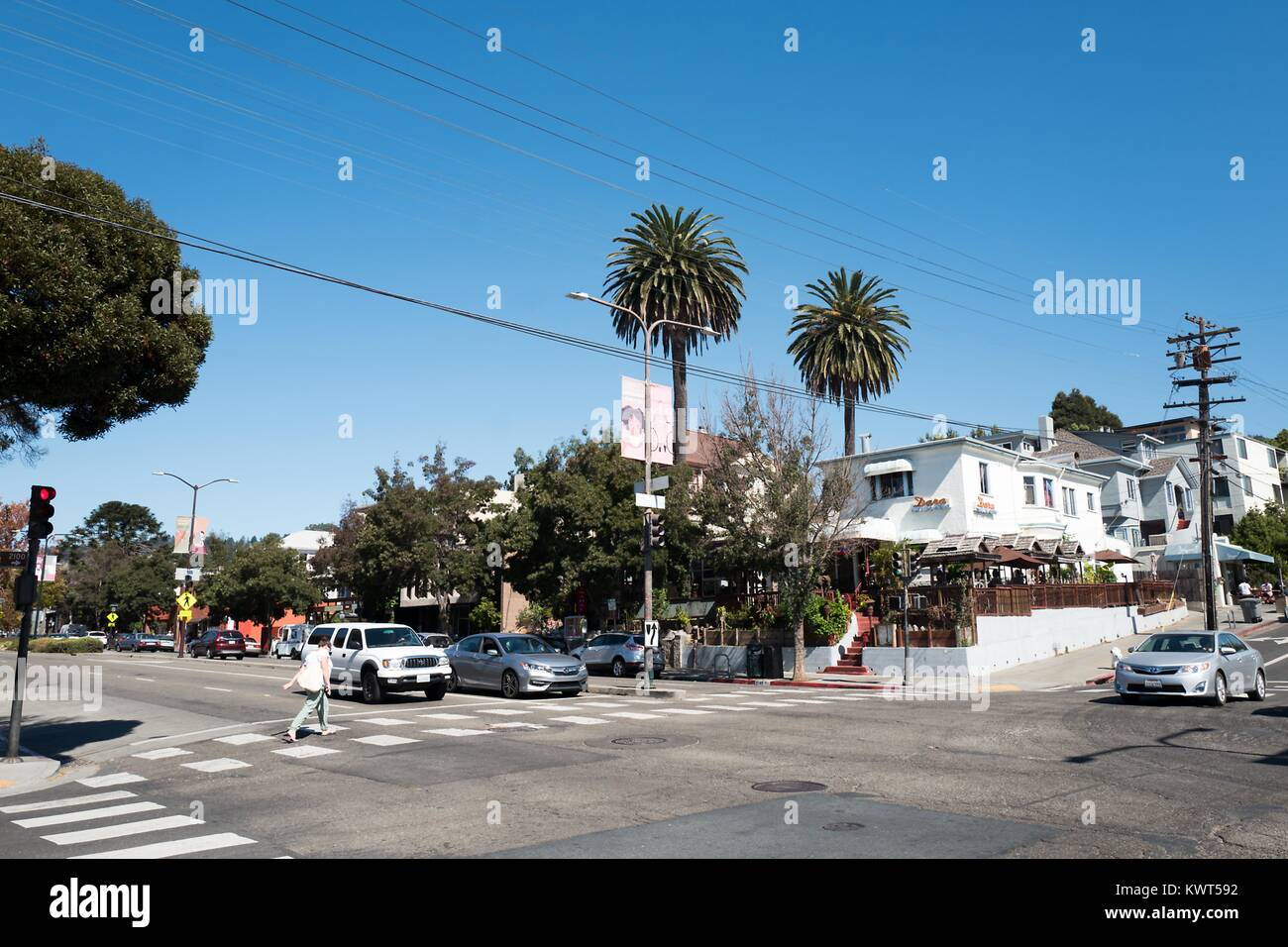 Shattuck Avenue im Gourmet Ghetto (Norden Shattuck) Nachbarschaft von Berkeley, Kalifornien, 6. Oktober 2017. () Stockfoto